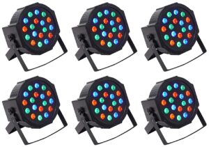 (6) rockville rockpar50 led rgb compact par can dj/club dmx wash light+dual bracket