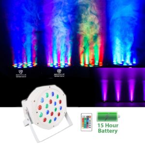 (3) Rockville BATTERY PAR 50 White Rechargeable LED DMX DJ Wash Up-Lights+Bag