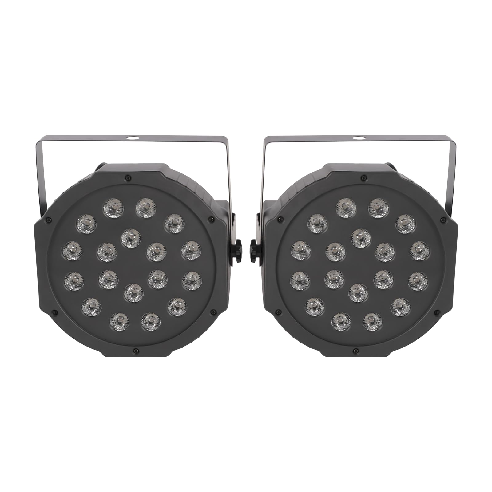 18 Lamp Beads Stage Light, Moving Head Stage Light 2 Par Light Round DMX RGB 3 Colors with 360 Adjustable Brackets for Weddings, Homes, DJ, Birthdays, Parties