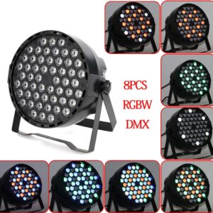 8Pcs Stage Lights, 54x3W LED Stage Par Lighting RGBW DMX512 DJ Disco Party Club Strobe Light AUTO/Sound Party Lighting