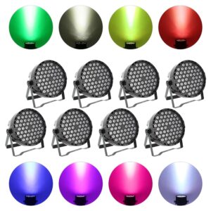 8Pcs Stage Lights, 54x3W LED Stage Par Lighting RGBW DMX512 DJ Disco Party Club Strobe Light AUTO/Sound Party Lighting