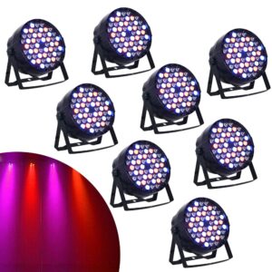 8Pcs Stage Lights, 54x3W LED Stage Par Lighting RGBW DMX512 DJ Disco Party Club Strobe Light AUTO/Sound Party Lighting