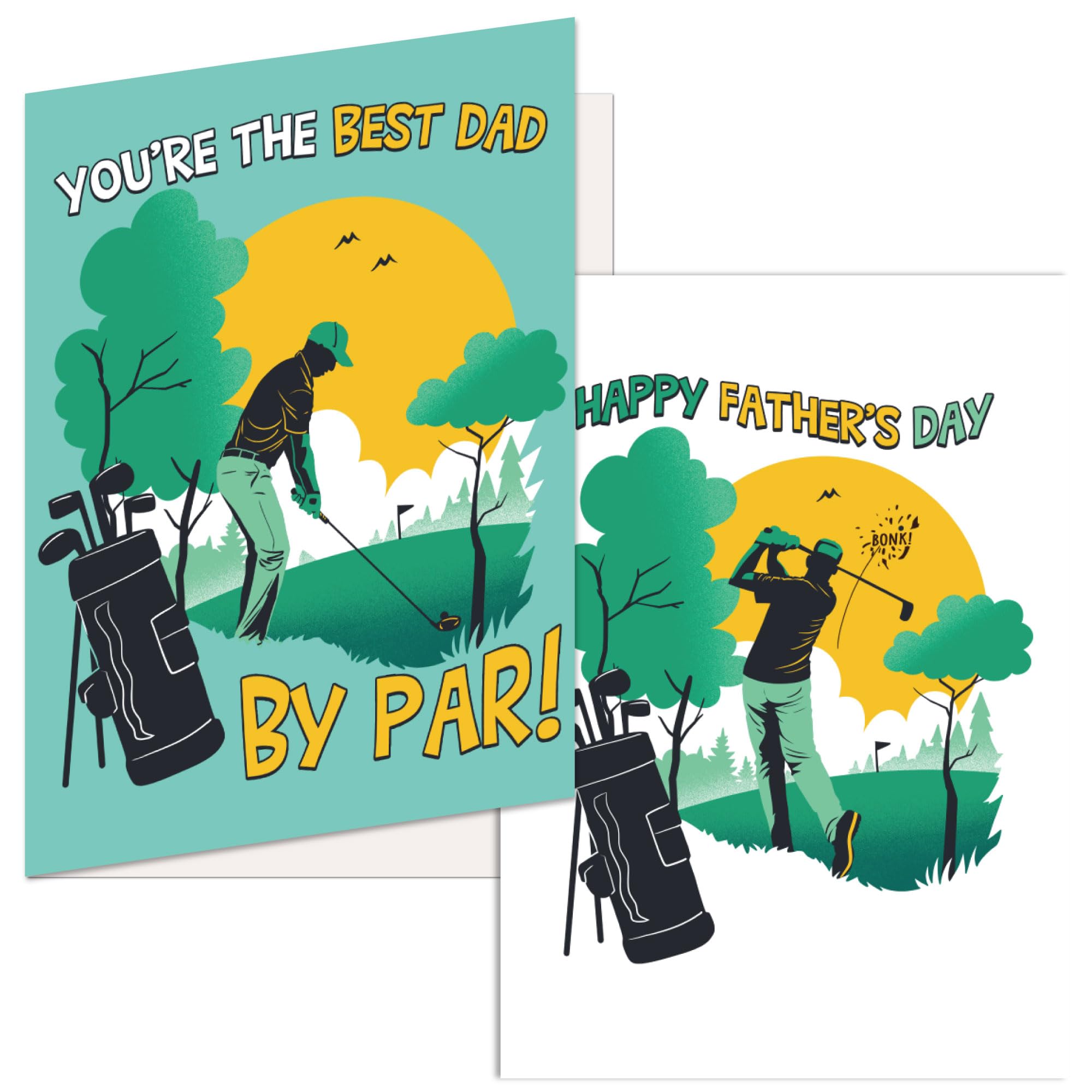 Crazy Dog T-Shirts Funny Father's Day Cards Best Dad By Par Golfing Card Dad Joke Funny Golf Dad By Par 3 Pack