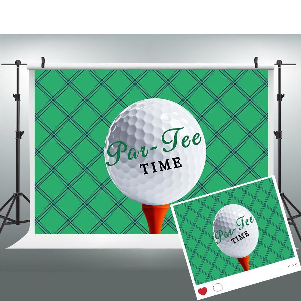 Par-Tee Golf Green Photography Backdrop for Birthday Retirement Party 5x3FT Club Sports Decoration Banner Background Photo Booth Studio Props BJMYLU561