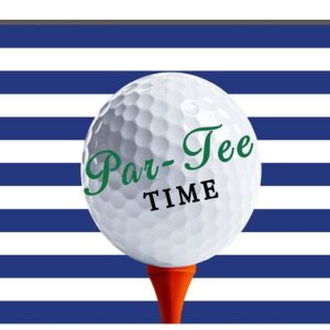 Blue Stripes Par-Tee Golf Backdrop for Birthday Retirement Party 5x3FT Sports Leisure Club Decoration Banner Background Photography Photo Booth Studio Props RBJMYLU272