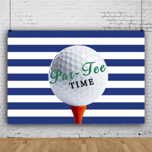 Blue Stripes Par-Tee Golf Backdrop for Birthday Retirement Party 5x3FT Sports Leisure Club Decoration Banner Background Photography Photo Booth Studio Props RBJMYLU272