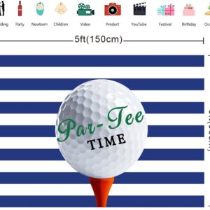 Blue Stripes Par-Tee Golf Backdrop for Birthday Retirement Party 5x3FT Sports Leisure Club Decoration Banner Background Photography Photo Booth Studio Props RBJMYLU272