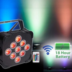 (12) Rockville BEST PAR 60 Battery Wash Lights Wireless DMX+384 Ch. Controller