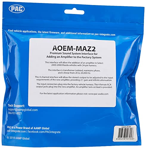 PAC AOEM-MAZ2 Interface That Allows Replacement or Addition of an Amplifier in Select Mazda Vehicles Without a Factory Bose Sound System