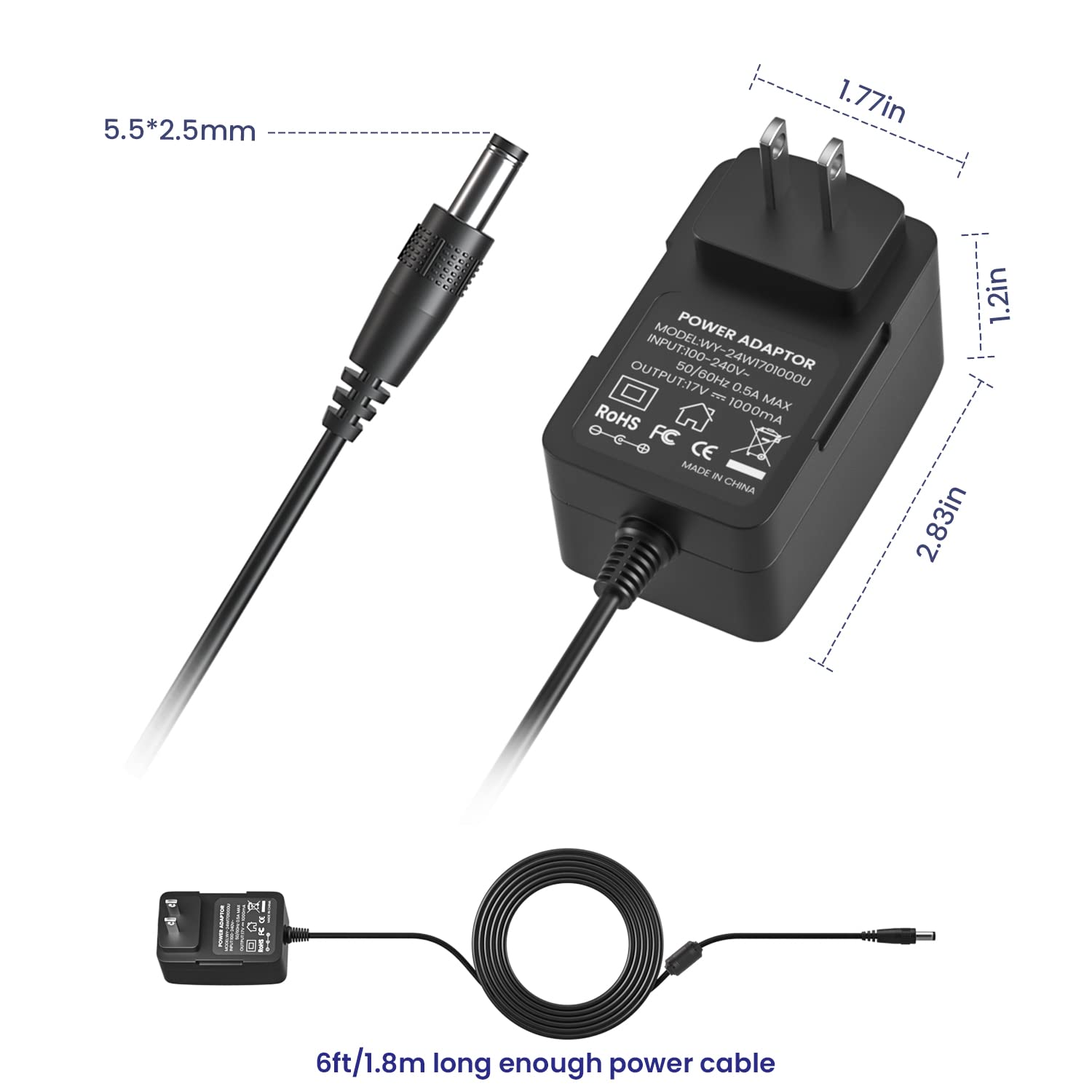 Charger for Bose Soundlink I II III 1 2 3 Wireless Mobile Speaker 17V ~ 20V Bose Charger for Soundlink Speaker 306386-101 369946-1300 414255 404600 Bose Soundlink Charger Power Cord 6FT