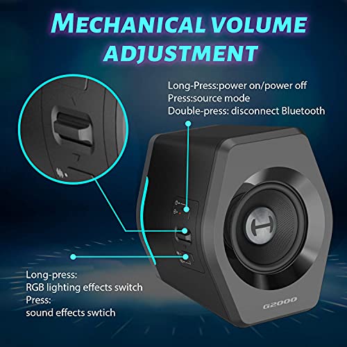 Edifier G2000 32W PC Gaming Computer Speakers for Laptop Mac Desktop Computer Woofer Speakers Bluetooth USB 3.5mm AUX Inputs RGB Lights Multimedia Speakers Black