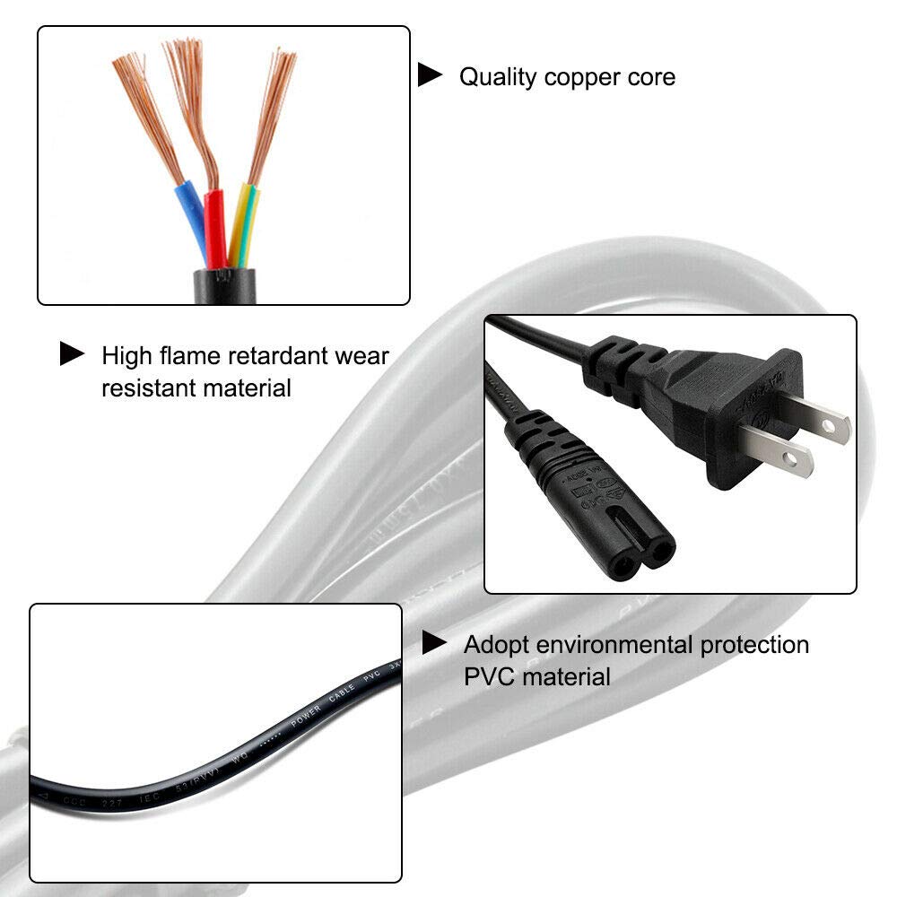 NTQinParts Replacement 2Prong AC Power Cord Cable for Bose Acoustimass 10 Series IV Speaker System