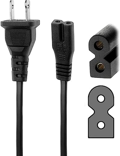 Xzrucst 6Ft 2 Prong Polarized Power Cord for Arris Router Modem; Vizio Sharp Sanyo Emerson TV; Sony Playstation 1 2 PS1 PS2 XB DC Console System; Bose Companion 3 5 Speaker Audio System AC Wall Cable