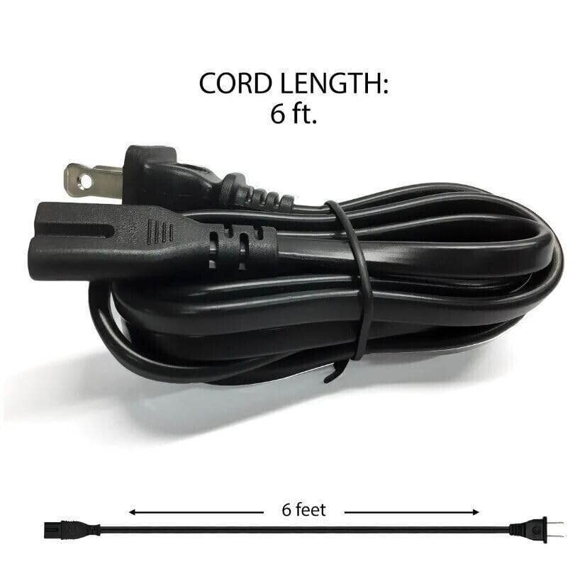 Marg 6Ft 2 Prong Polarized Power Cord for Arris Router Modem; Vizio Sharp Sanyo Emerson TV; Sony Playstation 1 2 PS1 PS2 XB DC Console System; Bose Companion 3 5 Speaker Audio System AC Wall Cable