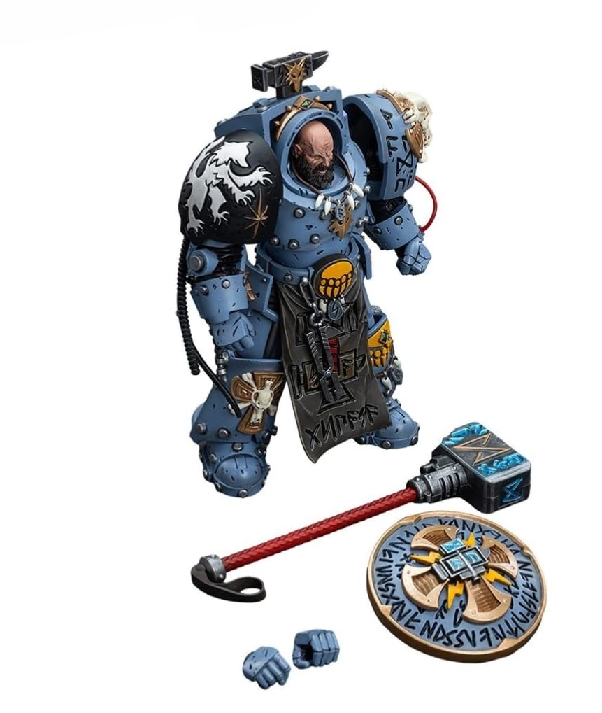 HiPlay JoyToy Warhammer 40K Collectible Figure: Space Wolves Arjac Rockfist 1:18 Scale Action Figures JT6878 (Rockfist)