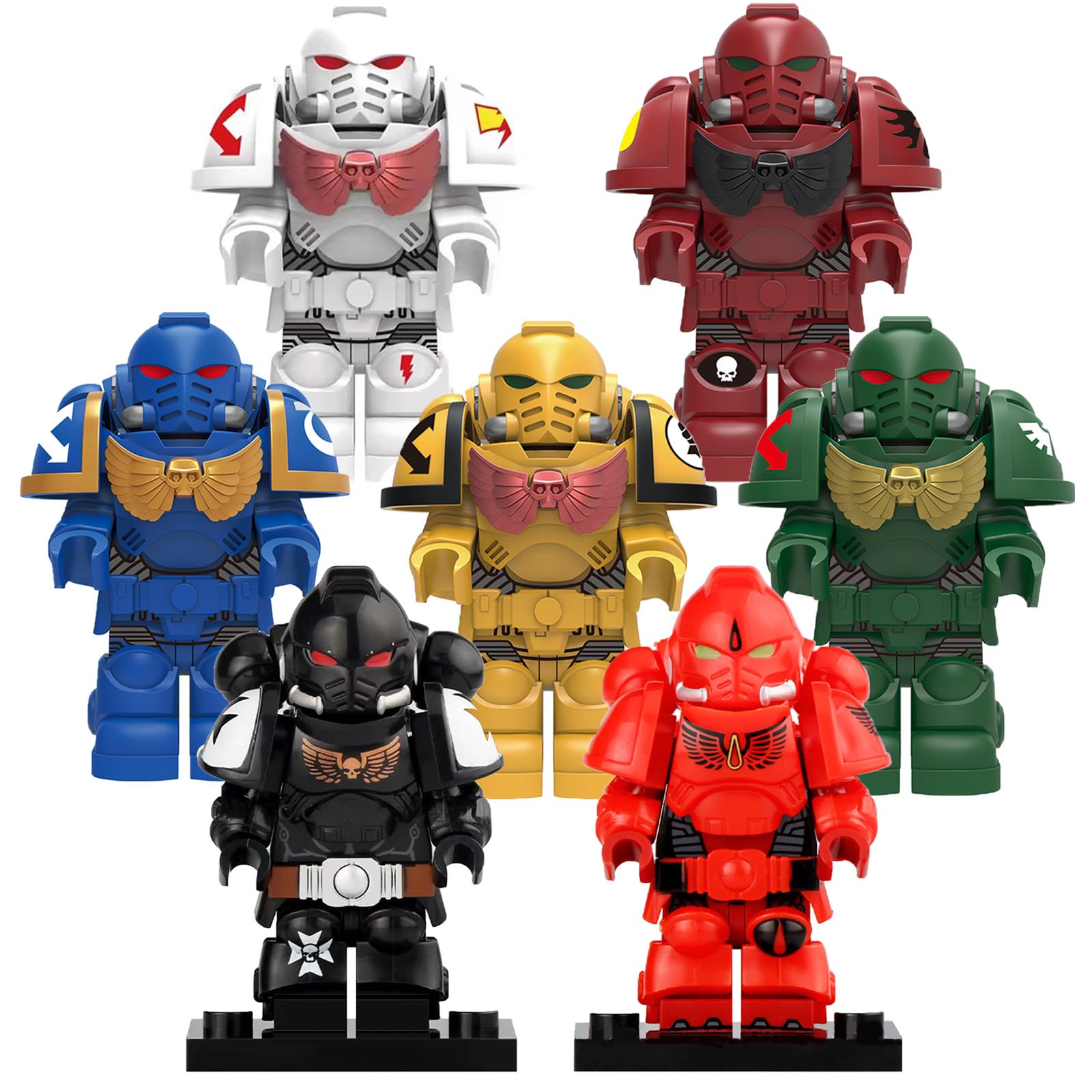 Immerse Yourself in The 40K Universe: Choose from 7 Exquisite Character Models ， Authentic Detailing and Durable PVC Construction ，Heights up to 1.77 inches！ (7-piece set)