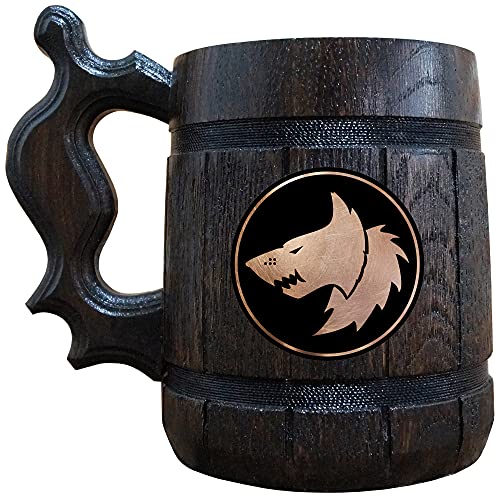 Space Wolves Beer Mug, 22 oz, Wooden Beer Stein, 40K Gamer Gift, Personalized Beer Tankard, Custom Gift for Men, Gift for Him