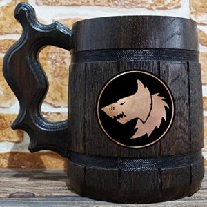 Space Wolves Beer Mug, 22 oz, Wooden Beer Stein, 40K Gamer Gift, Personalized Beer Tankard, Custom Gift for Men, Gift for Him