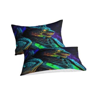 Cosmic Space Wolves Bedding Set Comforter Covers 3D Printed Quilt Cover Duvet Cover with Pillowcases for Childrens and Adults 3 Pieces Microfiber with Zipper Closure Queen（228x228cm）