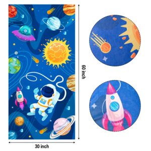 R HORSE Outer Space Beach Towel for Kids 30 x 60 inch Microfiber Pool Towel Absorbent Quick Dry Beach Towel Sand Free Blanket for Outer Space Party Supplies Bath Sport Travel Beach Swimming Camping