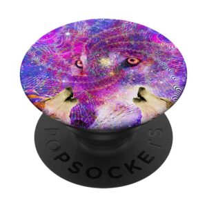 edm trippy wolf rave - space wolves popsockets swappable popgrip