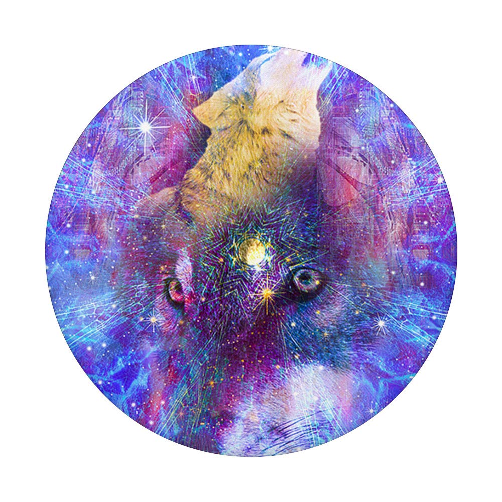 EDM Trippy Wolf Rave - Space Wolves PopSockets Swappable PopGrip