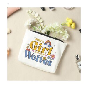 NBIAN Wolves Gifts Wolves Makeup Bag for Women Best Gifts for Animal Birthday Gift for Girl Best Friend Sister Daughter - Just a Girl Who Loves Tackle Wolves