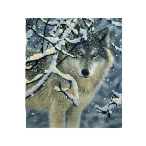 Dawhud Direct Silent Wolf Fleece Blanket for Bed, 75" x 90" Queen Size Winter Fleece Throw Blanket for Women, Men and Kids - Super Soft Plush Wolf Blanket Throw Animal Print Blanket, Blanket for Kids