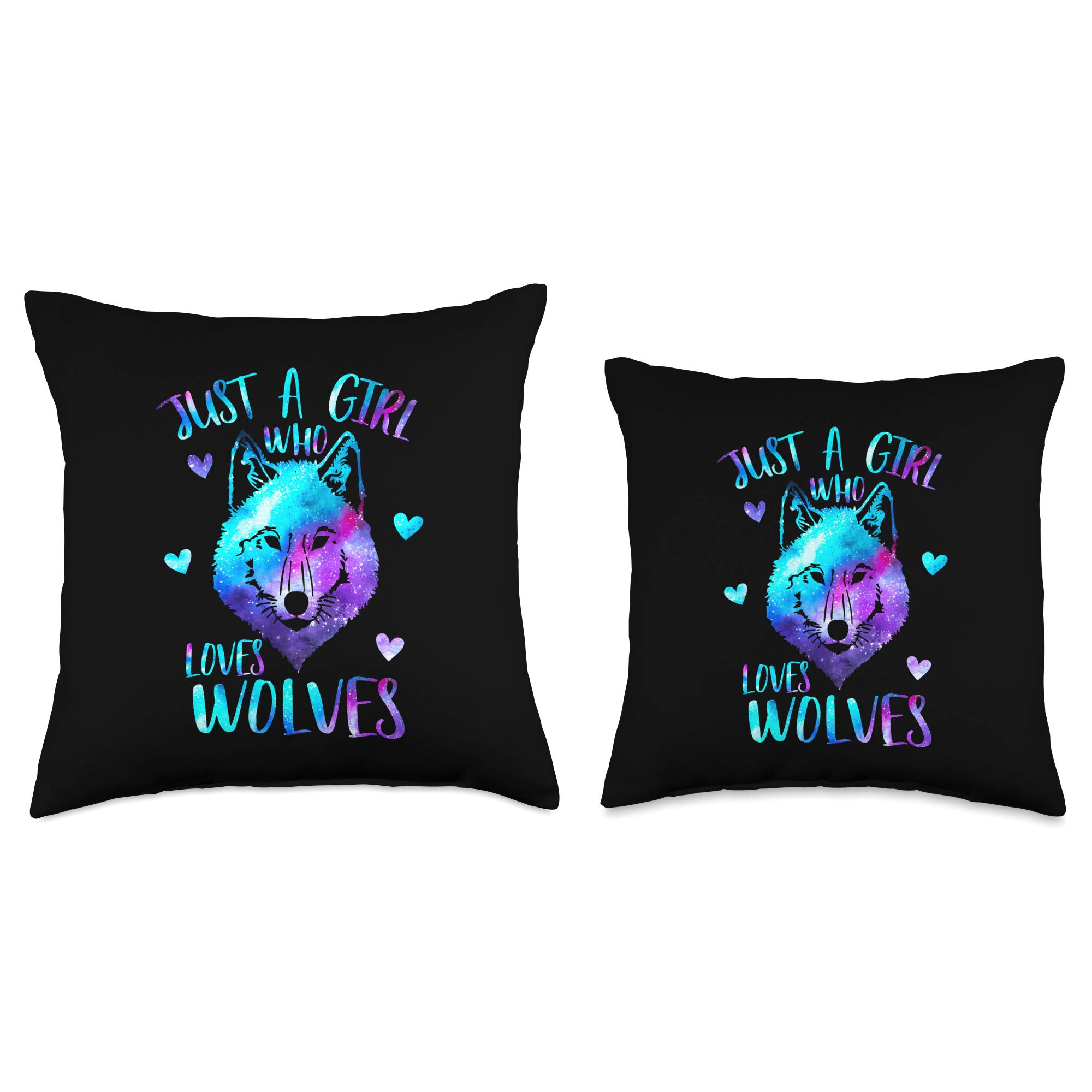 Just a Girl Who Loves Wolves Themed Galaxy Space Wolf Lover Throw Pillow