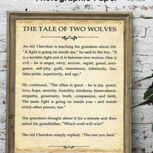 Motivational Wall Art Office Decor for Men & Women: "The Tale of Two Wolves" Literary 8x10 Inspirational, Motivational Poster & Positive Affirmations Wall Decor for Kids