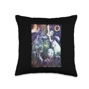 wolves astronomy art wolf winter galaxy planets space wolves throw pillow, 16x16, multicolor