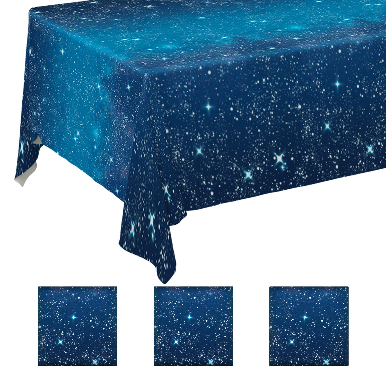 Gatherfun Space Tablecloth Space Stars Theme Party Supplies Starry Night Tablecloth Waterproof Plastic Galaxy Table Cover for Birthday Party Decorations 54x108 Inch 3PCS