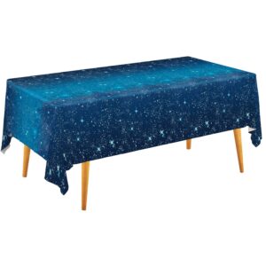 Gatherfun Space Tablecloth Space Stars Theme Party Supplies Starry Night Tablecloth Waterproof Plastic Galaxy Table Cover for Birthday Party Decorations 54x108 Inch 3PCS