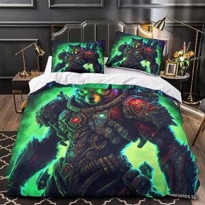 GEEYOU Cosmic Space Wolves Duvet Cover Quilt Cover Comforter Covers for Teens and Adults 3D Print with Pillow Cases Bedding Set with Zipper Closure Soft Microfiber 3 Pieces Queen（228x228cm）