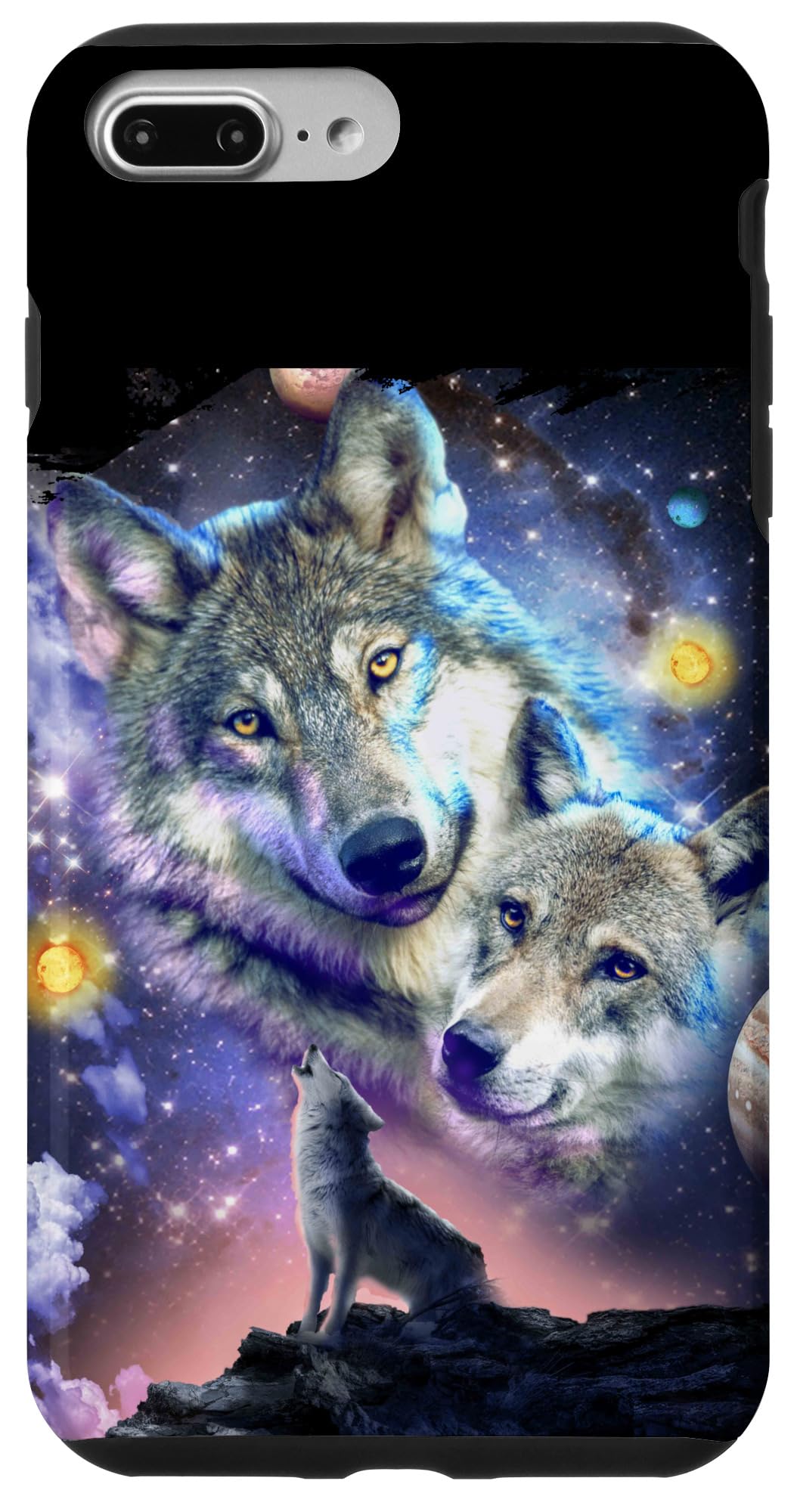 iPhone 7 Plus/8 Plus Cosmic Space Wolf, Wolves Family Howling, Celestial Bond Case