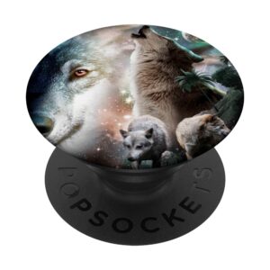 Space Wolves Wolf Howling At Moon PopSockets Swappable PopGrip