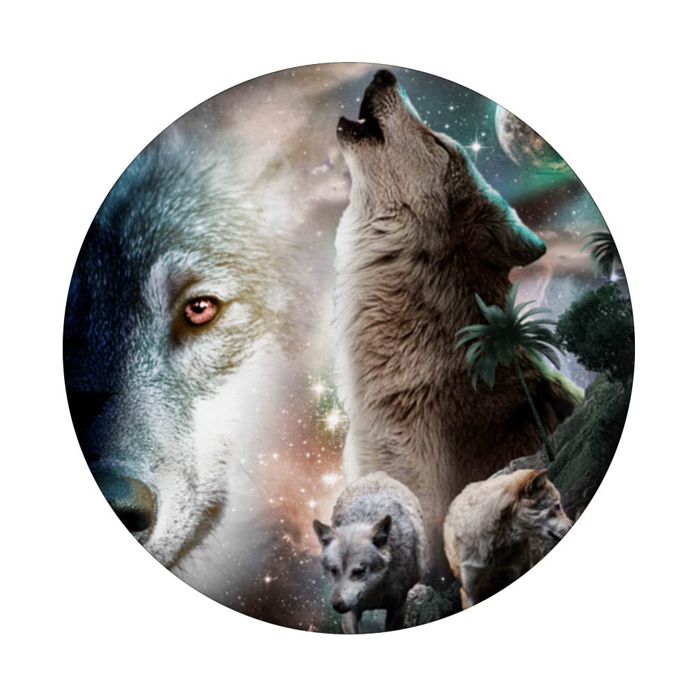 Space Wolves Wolf Howling At Moon PopSockets Swappable PopGrip