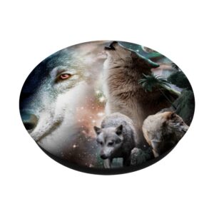 Space Wolves Wolf Howling At Moon PopSockets Swappable PopGrip