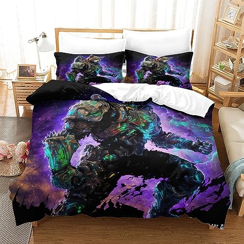 GEEYOU Cosmic Space Wolves 3D Print Quilt Cover Comforter Covers Duvet Cover for Teens and Adults Bedding Set with Pillow Cases with Zipper Closure Soft Microfiber 3 Pieces Queen（228x228cm）