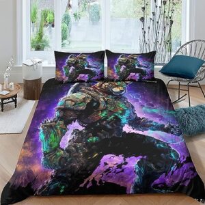 GEEYOU Cosmic Space Wolves 3D Print Quilt Cover Comforter Covers Duvet Cover for Teens and Adults Bedding Set with Pillow Cases with Zipper Closure Soft Microfiber 3 Pieces Queen（228x228cm）