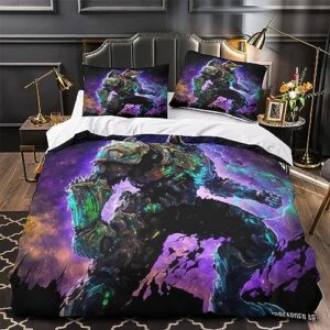 GEEYOU Cosmic Space Wolves 3D Print Quilt Cover Comforter Covers Duvet Cover for Teens and Adults Bedding Set with Pillow Cases with Zipper Closure Soft Microfiber 3 Pieces Queen（228x228cm）