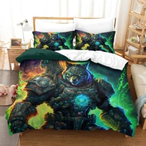 Cosmic Space Wolves 3D Printed Duvet Cover Quilt Cover Bedding Set Comforter Covers for Childrens and Adults with Pillowcases 3 Pieces Microfiber with Zipper Closure Twin（173x218cm）