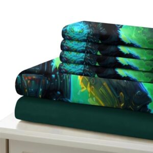 Cosmic Space Wolves 3D Printed Duvet Cover Quilt Cover Bedding Set Comforter Covers for Childrens and Adults with Pillowcases 3 Pieces Microfiber with Zipper Closure Twin（173x218cm）