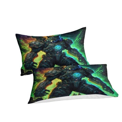 Cosmic Space Wolves 3D Printed Duvet Cover Quilt Cover Bedding Set Comforter Covers for Childrens and Adults with Pillowcases 3 Pieces Microfiber with Zipper Closure Twin（173x218cm）