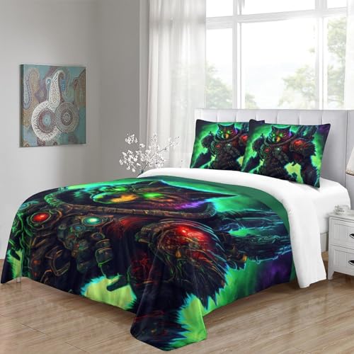 Cosmic Space Wolves 3D Printed Quilt Cover Duvet Cover Comforter Covers Bedding Set for Childrens and Adults 3 Pieces with Pillowcases Microfiber with Zipper Closure Twin（173x218cm）