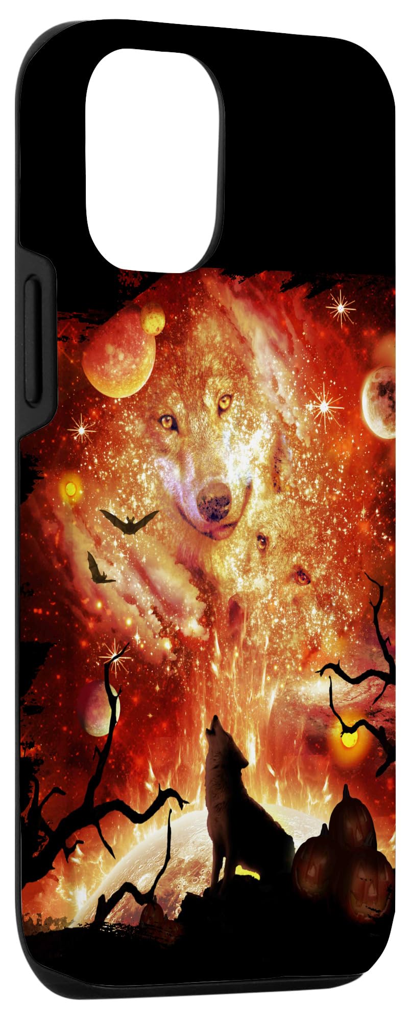 iPhone 12/12 Pro Halloween Wolf, Howling Wolves Family, Space Moon Case