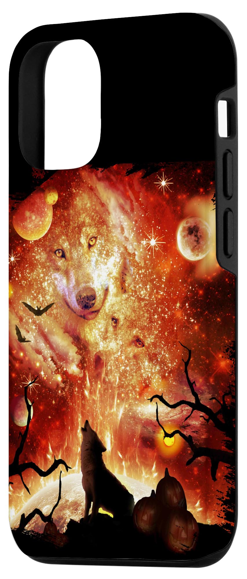 iPhone 12/12 Pro Halloween Wolf, Howling Wolves Family, Space Moon Case