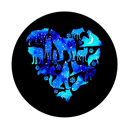 Wolf Lover Valentine Heart Just Girl Who Loves Wolves Space PopSockets Swappable PopGrip