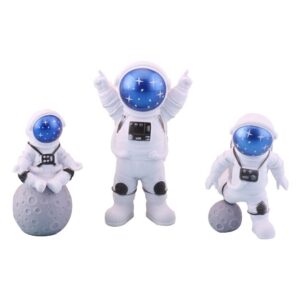 3pcs astronaut figurines cake topper outer space cake decoration spaceman model display miniature astronaut action figure statue for kids party gift decor