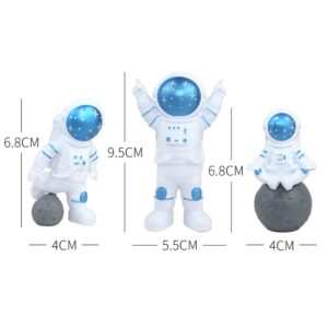 3Pcs Astronaut Figurines Cake Topper Outer Space Cake Decoration Spaceman Model Display Miniature Astronaut Action Figure Statue for Kids Party Gift Decor